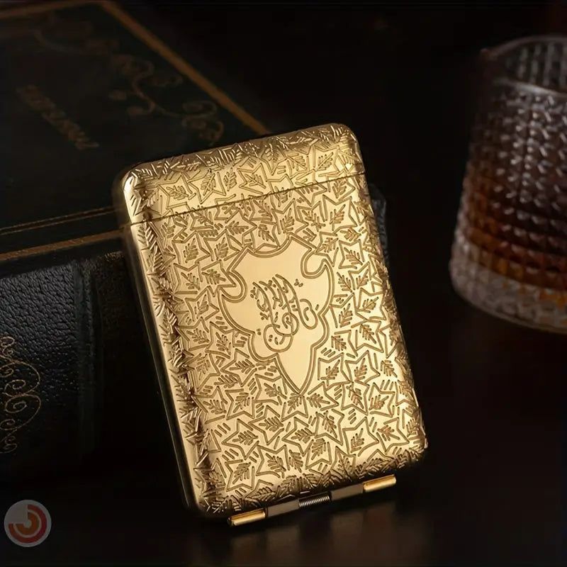 Golden Metal Cigarette Case - Goldene Metall Zigarettenetui