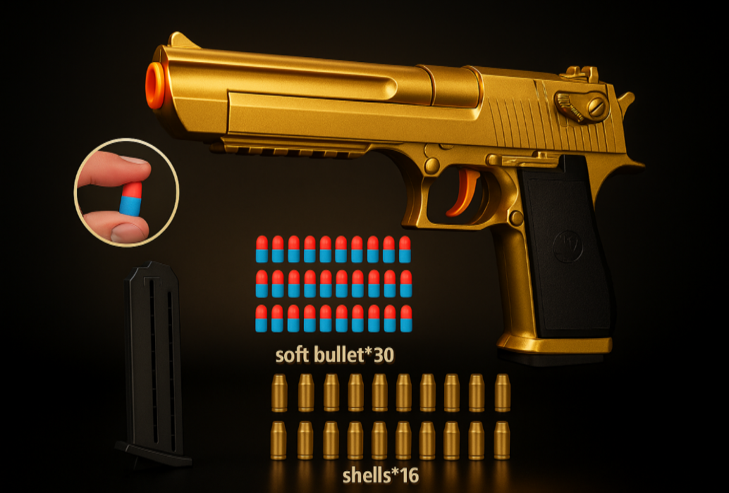 Gold Desert Eagle Soft Bullet Toy Gun  – Premium Edition Spielzeug Waffe gold