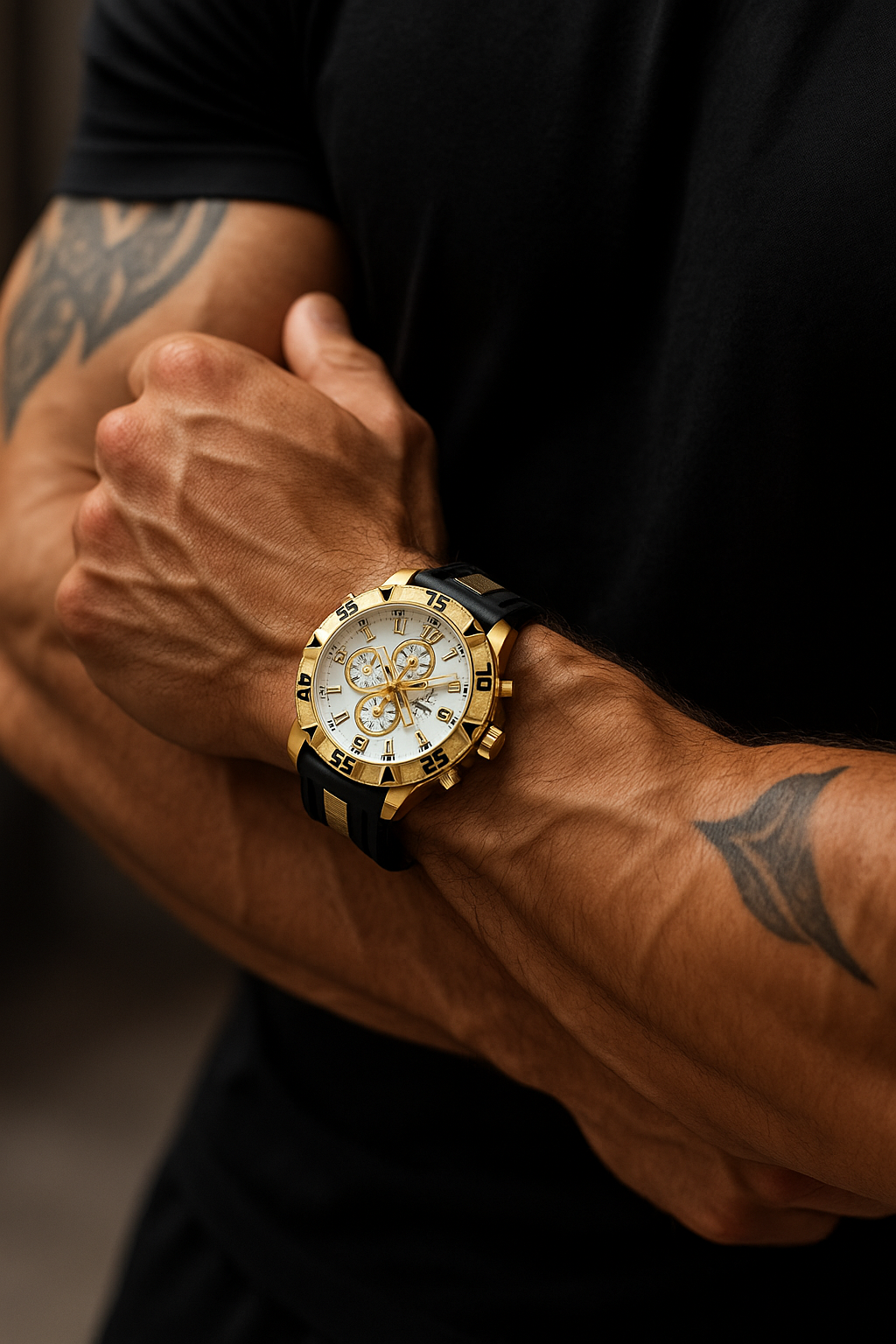 Stylish Men's Watch in Gold Tone