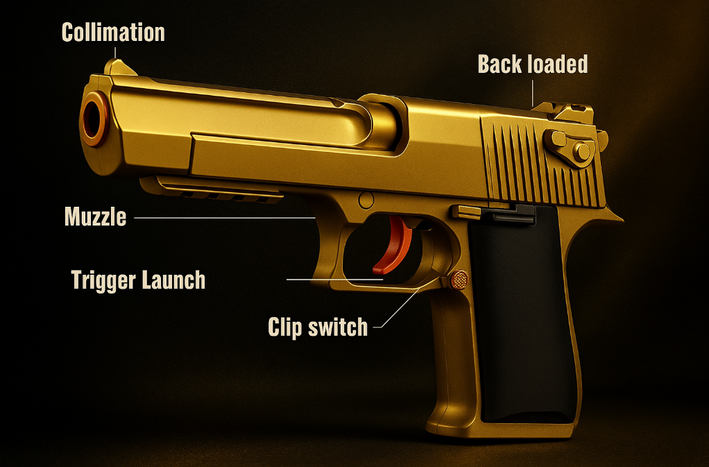 Gold Desert Eagle Soft Bullet Toy Gun  – Premium Edition Spielzeug Waffe gold