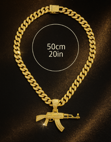 Rhinestone Gun Pendant-Kette mit 3D-Strass-Gewehr-Anhänger