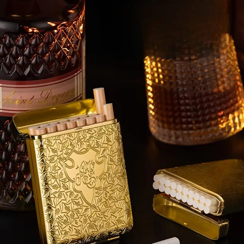 Golden Metal Cigarette Case - Goldene Metall Zigarettenetui